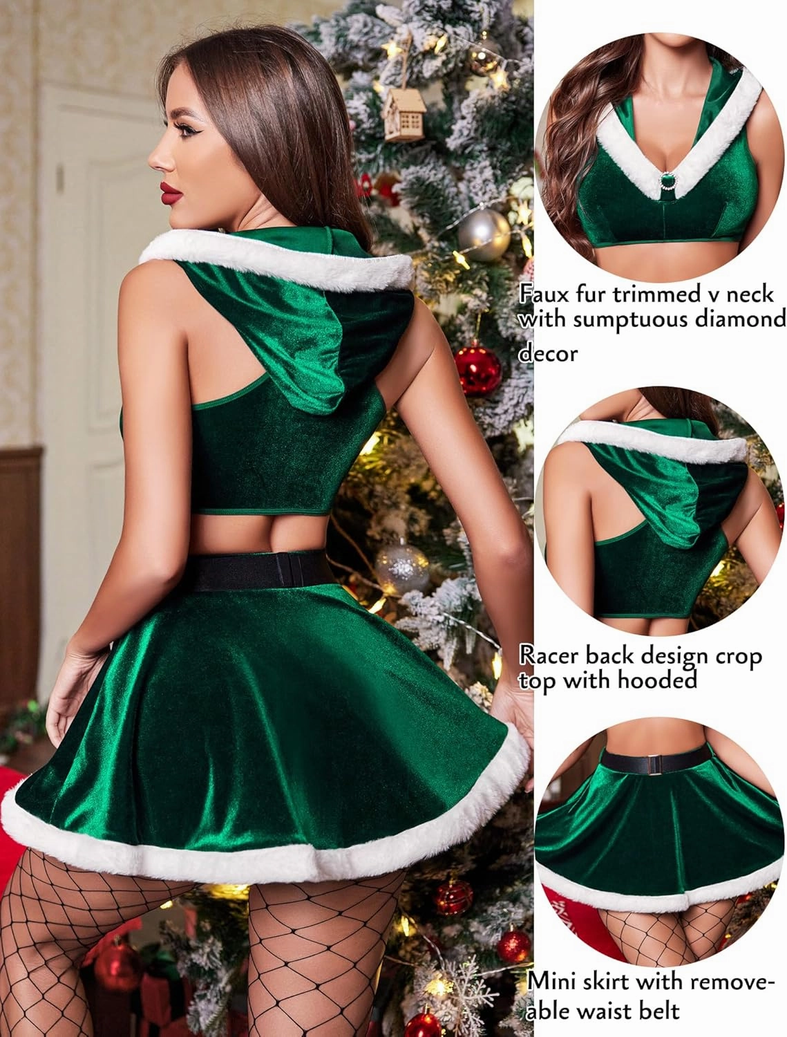 2 Piece Crop Top Mini Skirt Set With Hooded