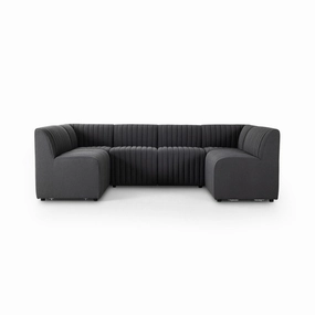 Alexander Dining Banquette, U Shape - 106" - Fiqa Boucle Charcoal