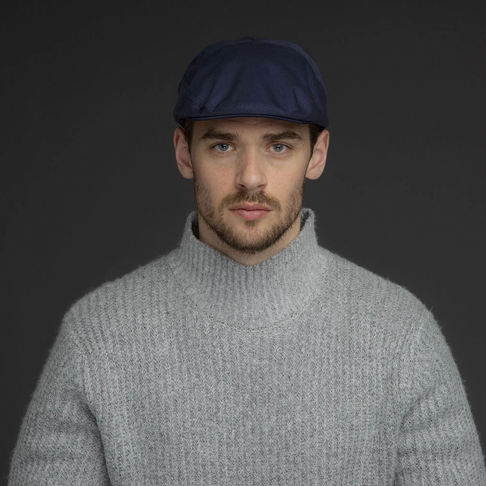 Bailey Hats Graham Showerproof Flat Cap - Navy Blue