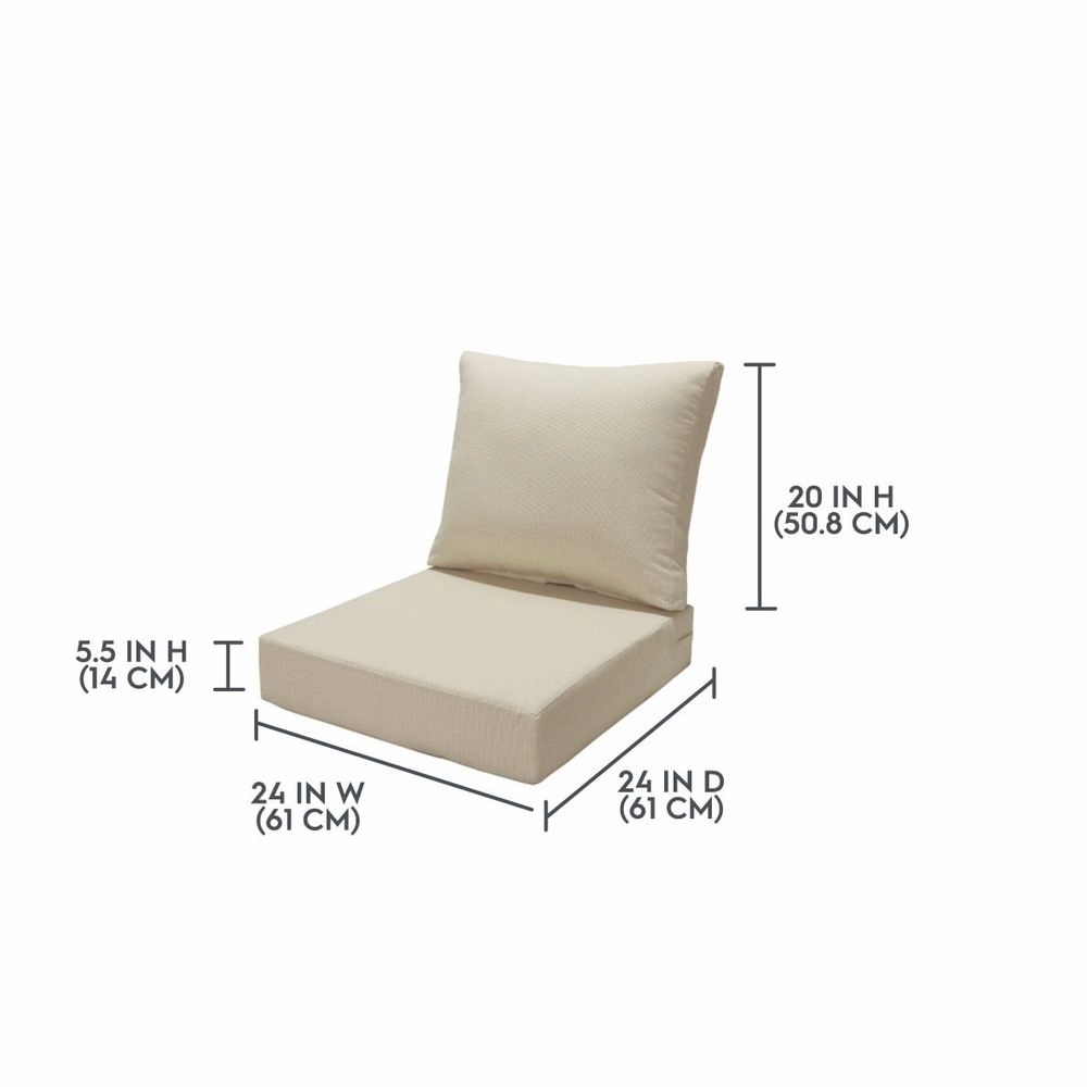 Better Homes & Gardens BH5608811816009 24"x24" Premium Beige Outdoor 2 Piece Deep Seat Cushion
