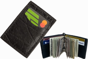 Black Elephant Bifold Slim Profile Wallet With Money Clip