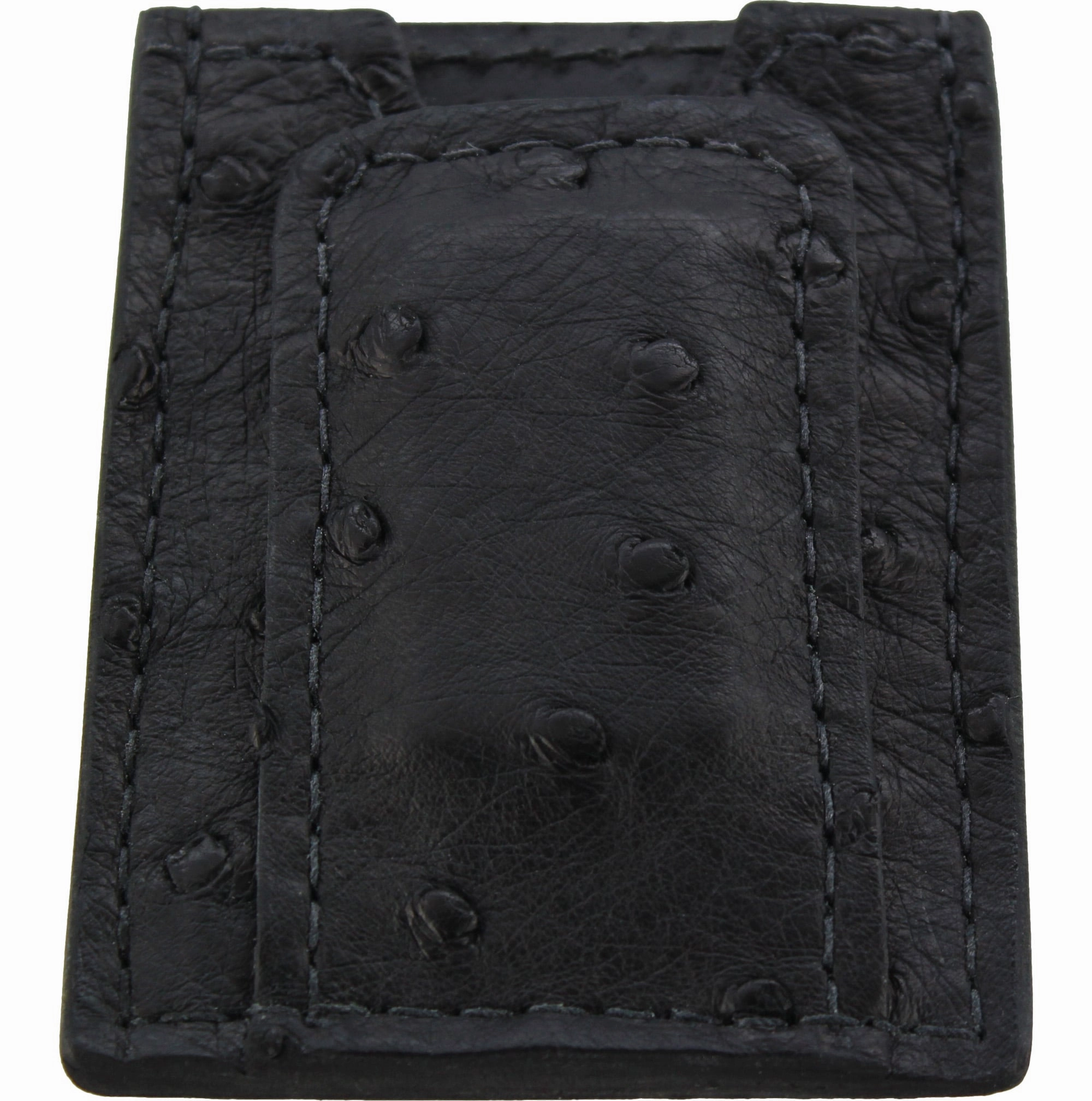 Black Ostrich Money Clip Wallet With Credit Card Slots