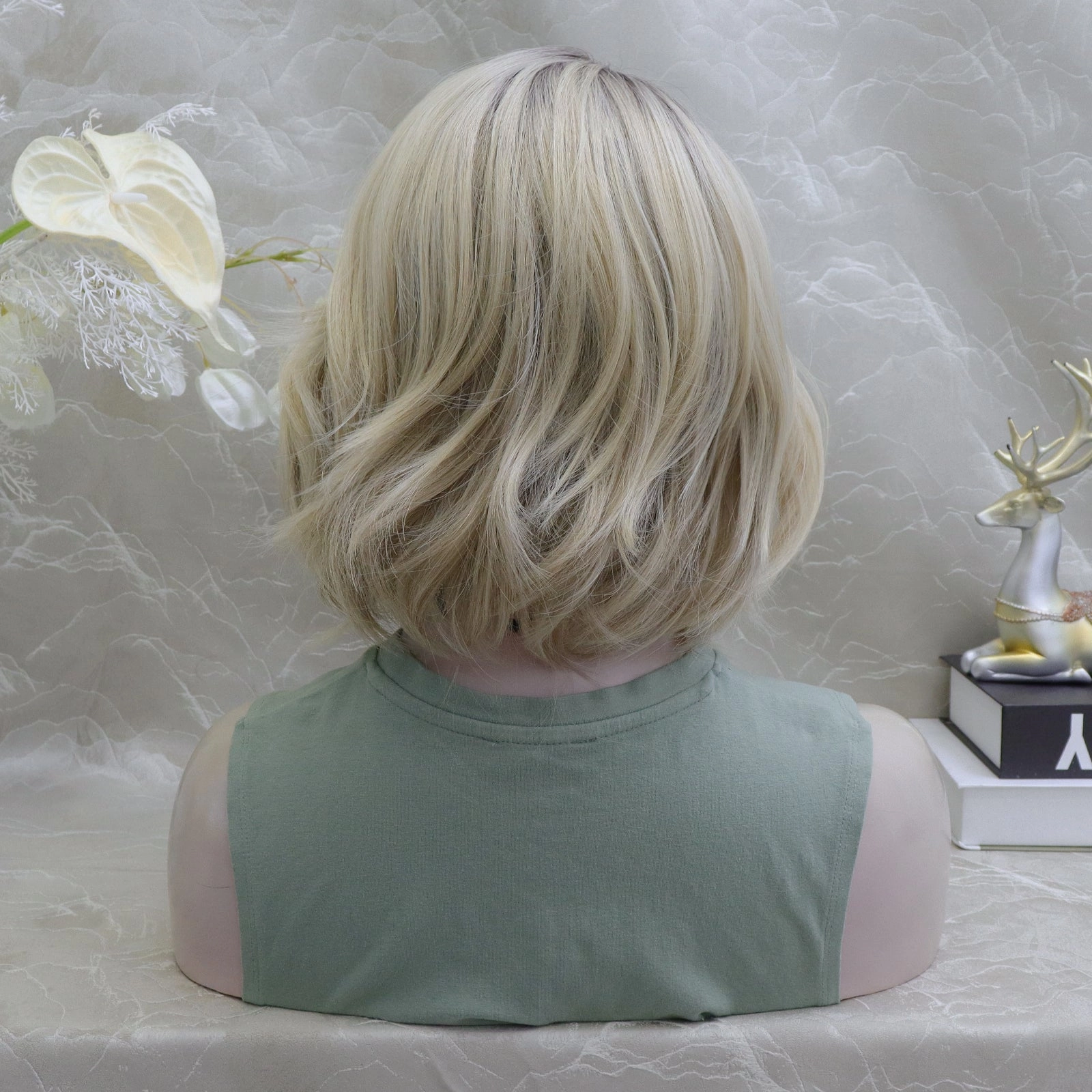 Brenda Collection-Victoria short blonde with dark root 13*4 lace front wigs K111-2415
