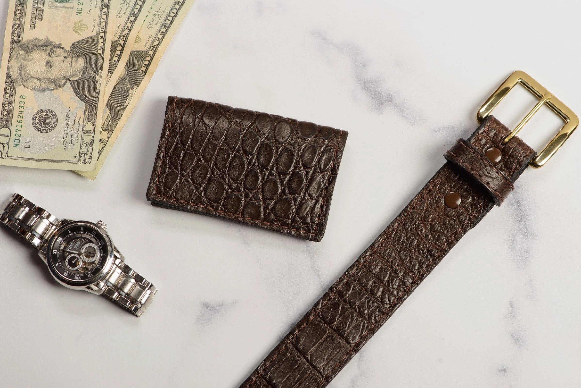 Brown Alligator Credit Card & Business Card Wallet
