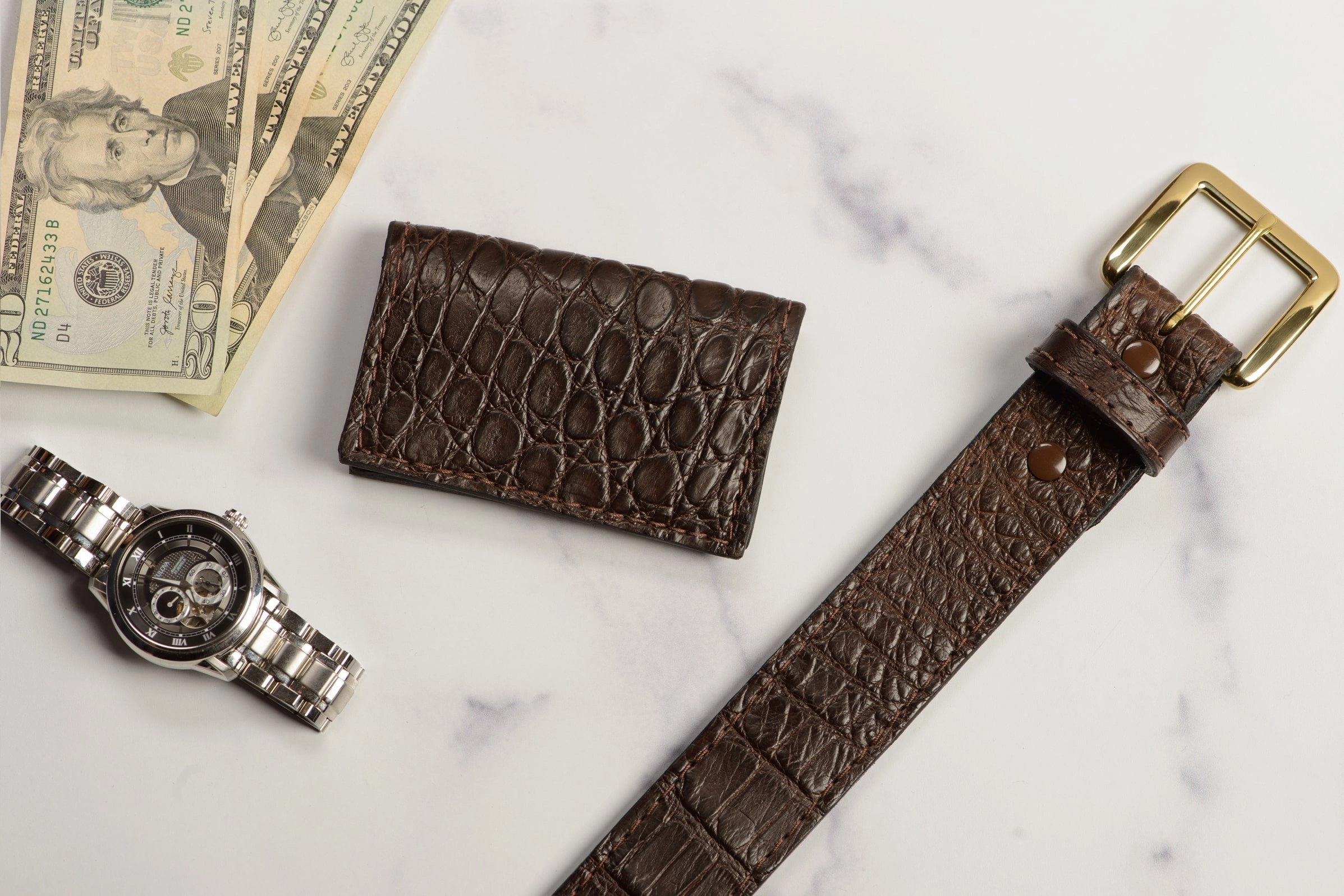 Brown Alligator Credit Card & Business Card Wallet