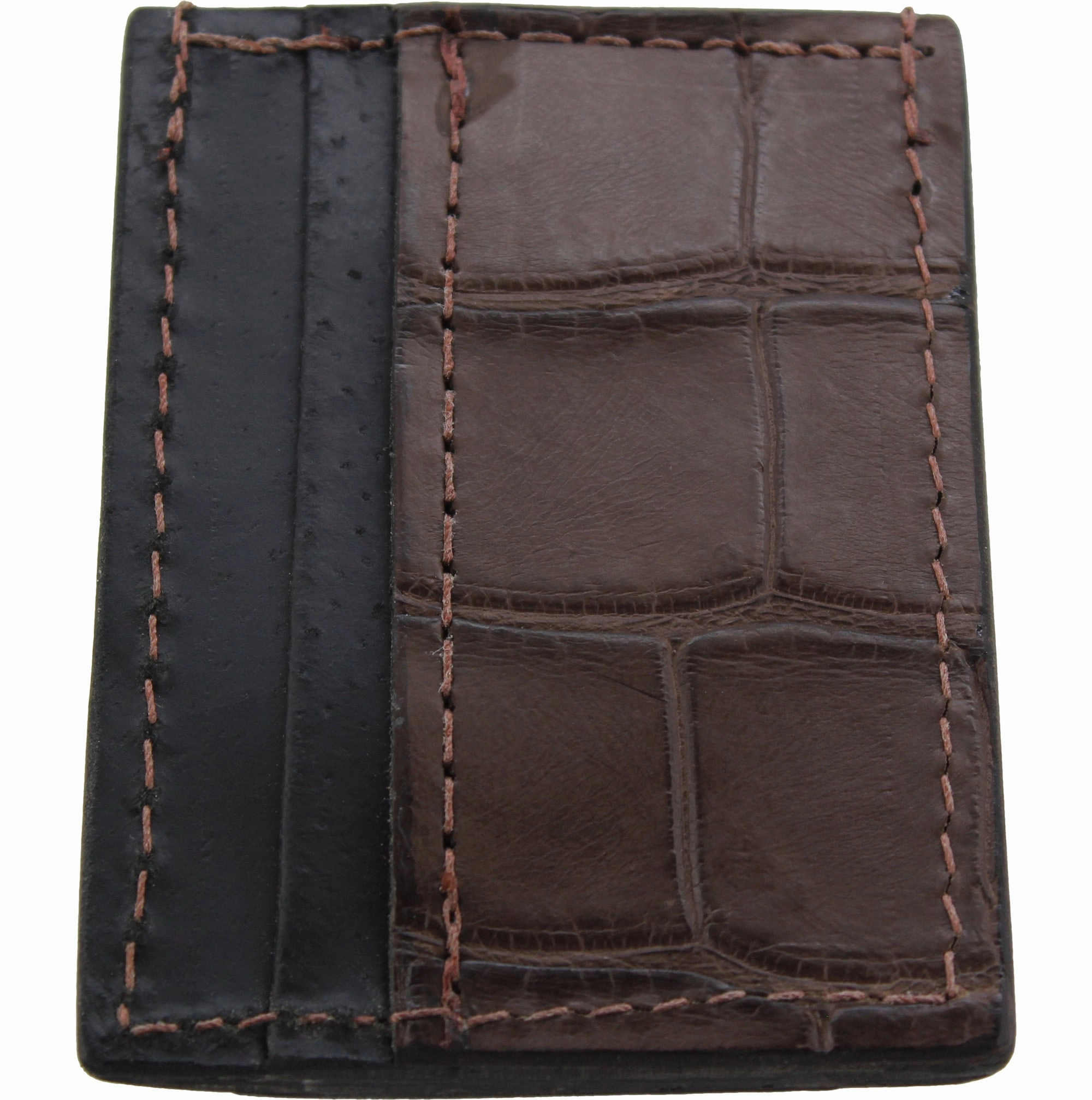 Brown Alligator Money Clip Wallet With Credit Card Slots