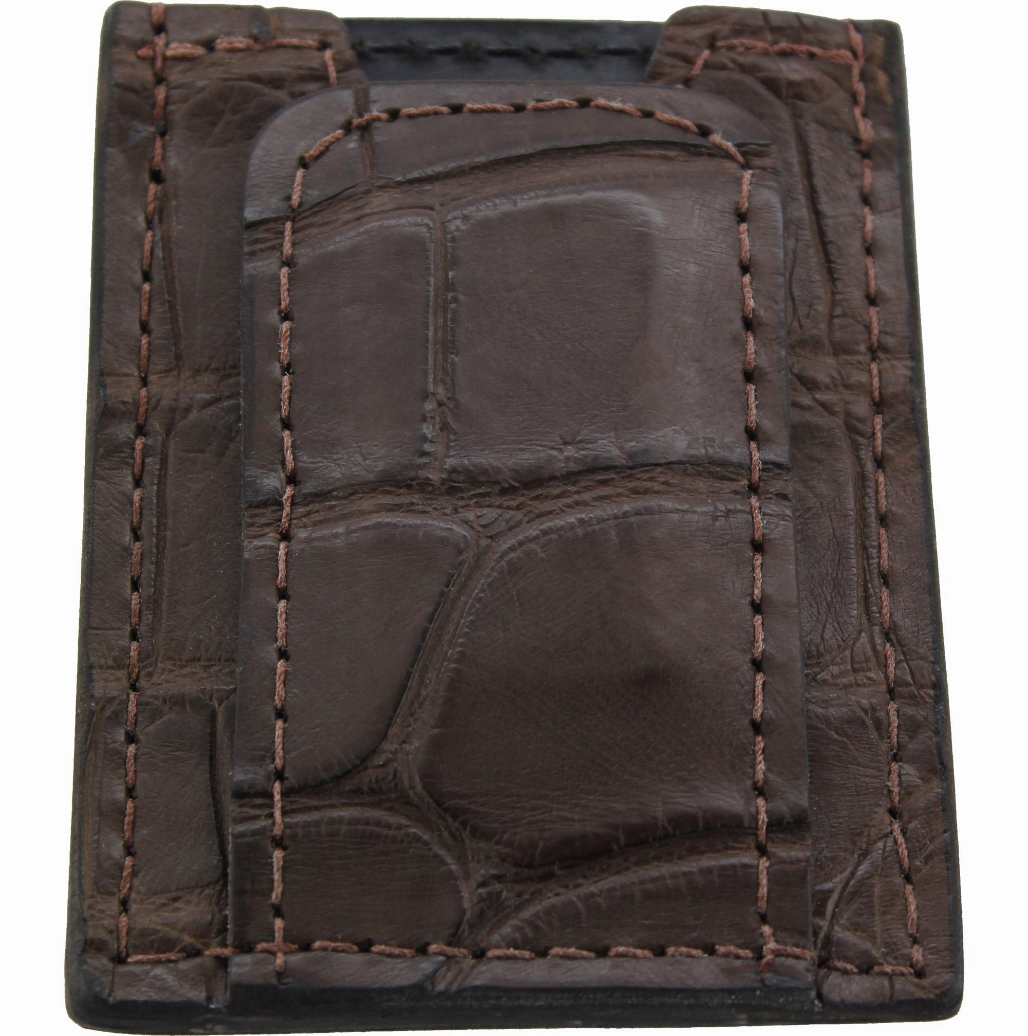 Brown Alligator Money Clip Wallet With Credit Card Slots