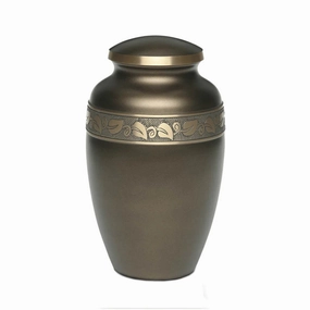 Brown Brass Urn with Jasmine Leaf Art