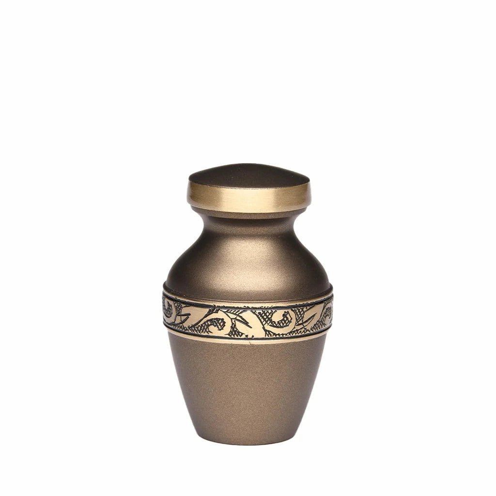 Brown Brass Urn with Jasmine Leaf Art