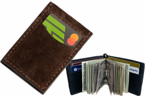 Brown Hippopotamus Bifold Slim Profile Wallet With Money Clip