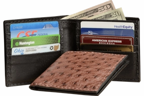 Brown Ostrich Bifold Wallet