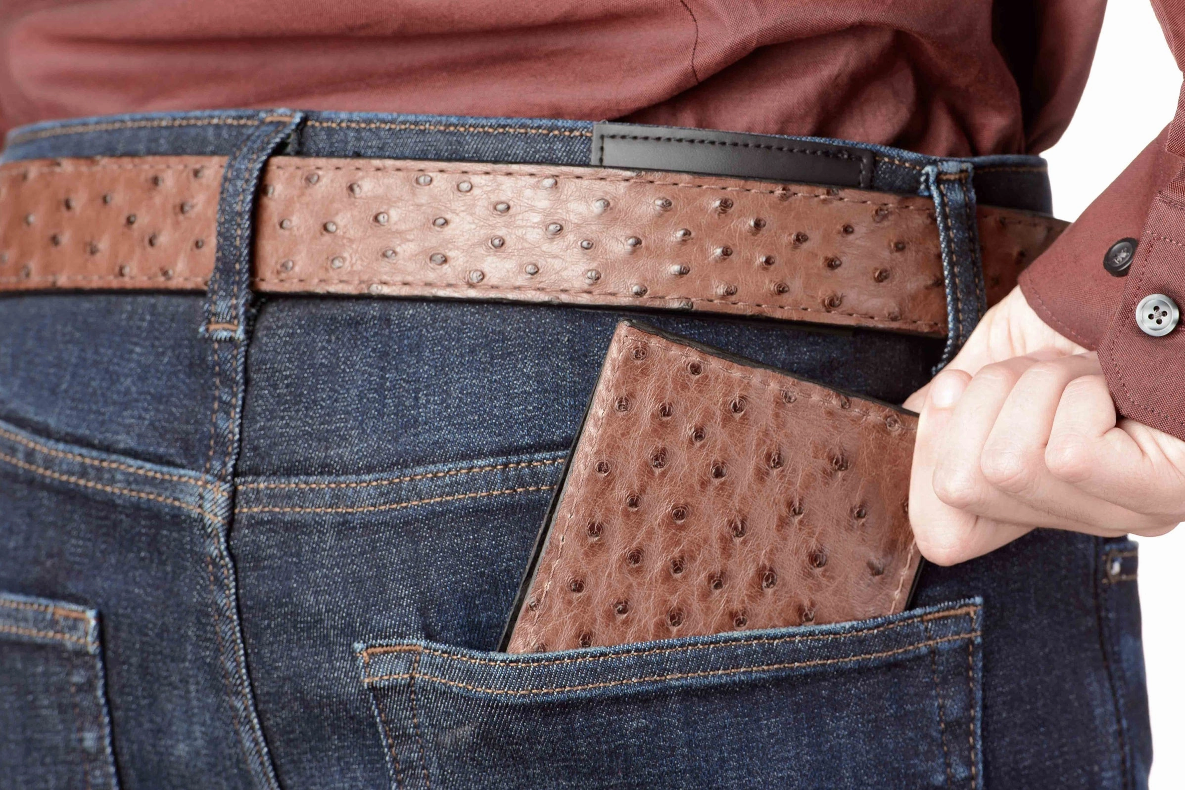 Brown Ostrich Bifold Wallet
