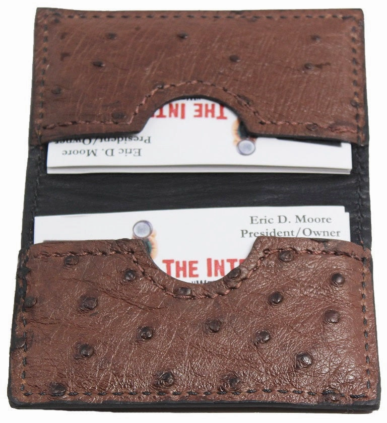Brown Ostrich Credit Card & Business Card Wallet