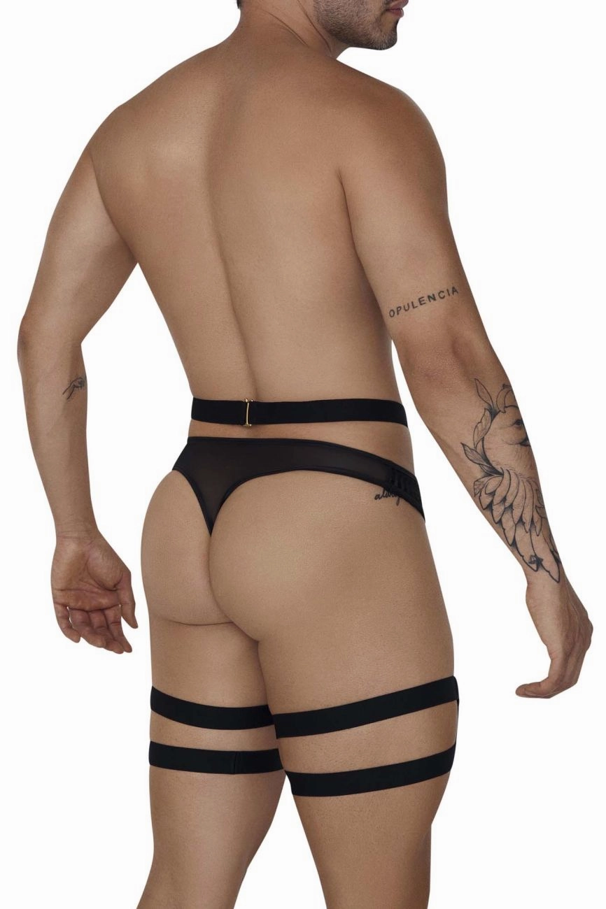 CandyMan 99676 Garter Thongs Two Piece Set Color Black