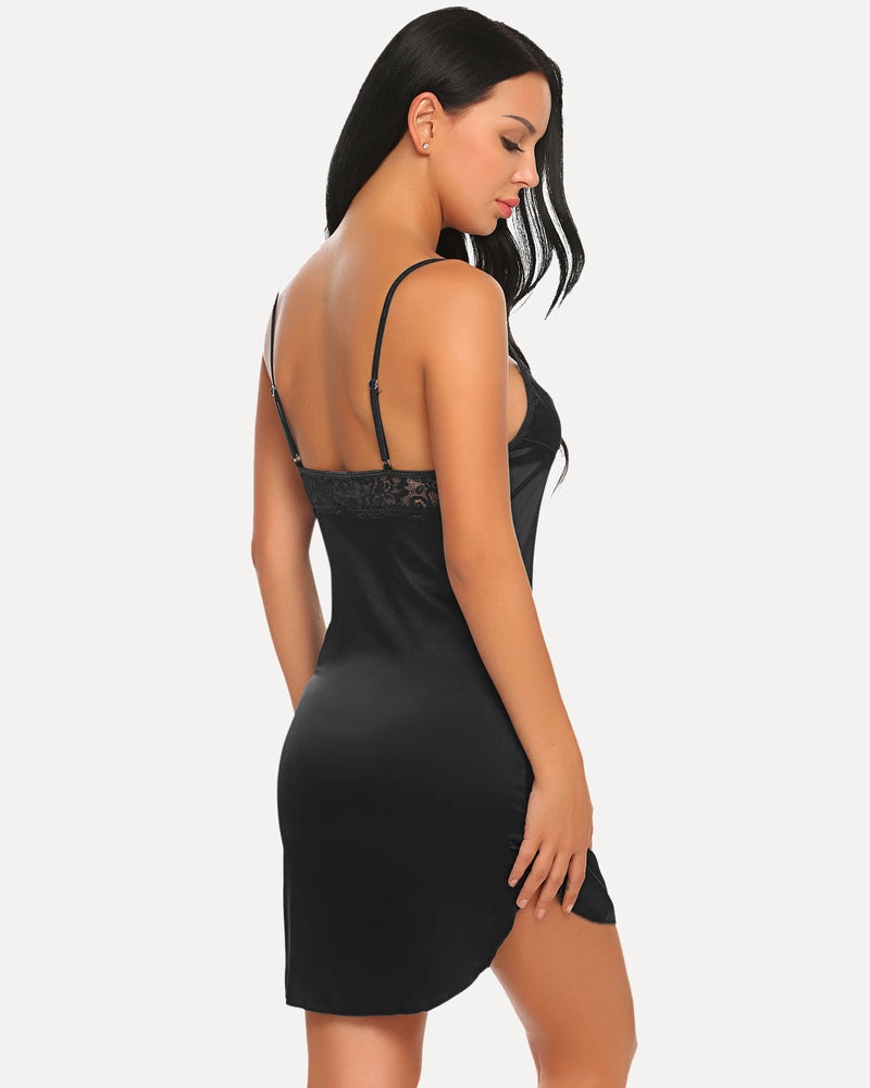 Christmas Satin Lace Full Slip Dress