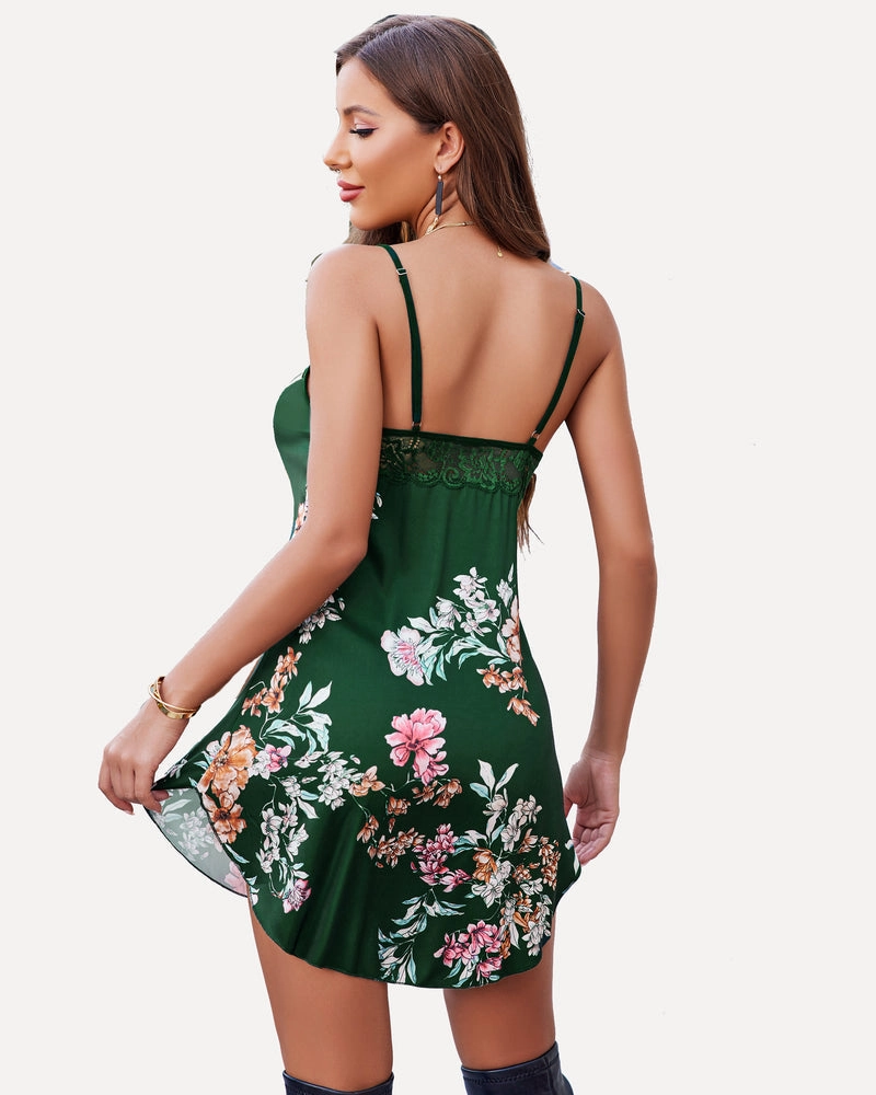 Christmas Satin Lace Full Slip Dress