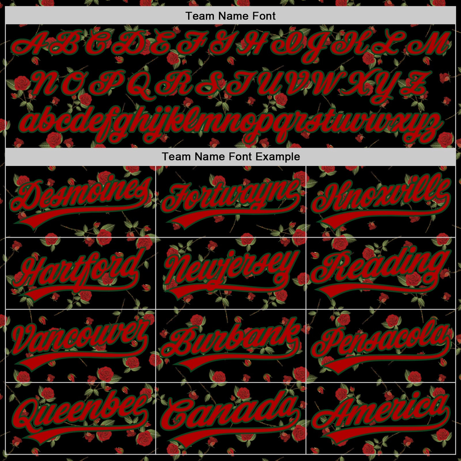 Custom Black Red-Green 3D Pattern Design Gothic Style Rose Authentic Baseball Jersey