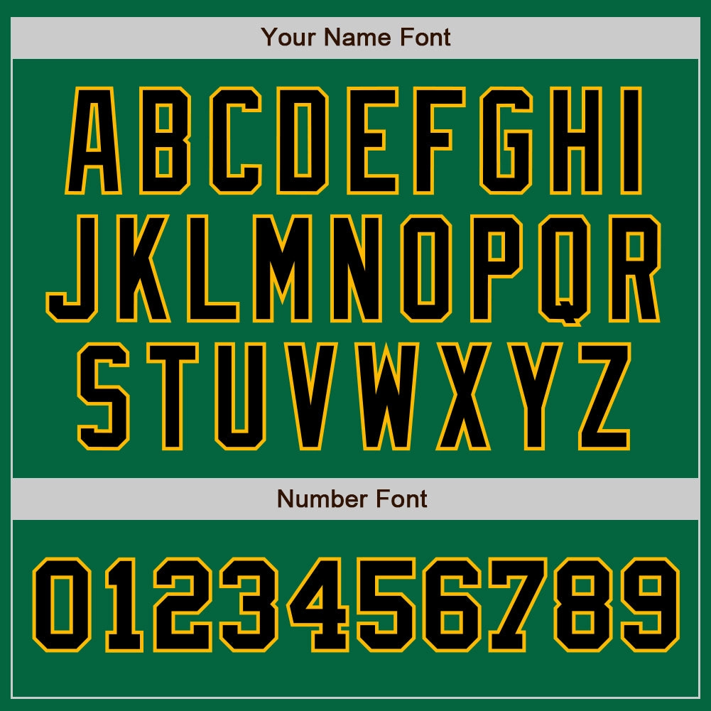 Custom Kelly Green Black-Gold Authentic Two Tone Baseball Jersey