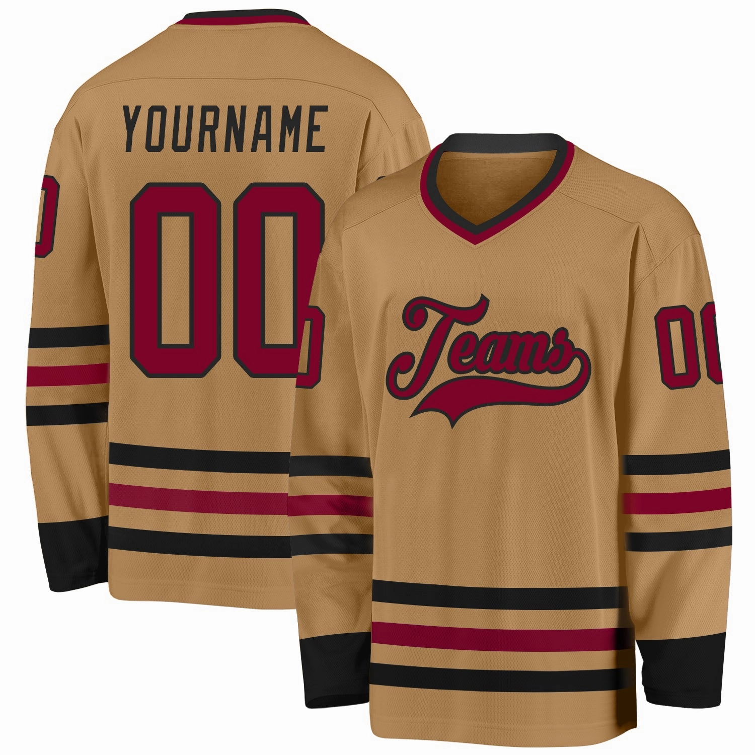 Custom Old Gold Maroon-Black Hockey Jersey