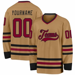 Custom Old Gold Maroon-Black Hockey Jersey