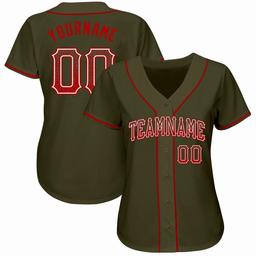 Custom Olive Red-White Authentic Drift Fashion Salute To Service Baseball Jersey