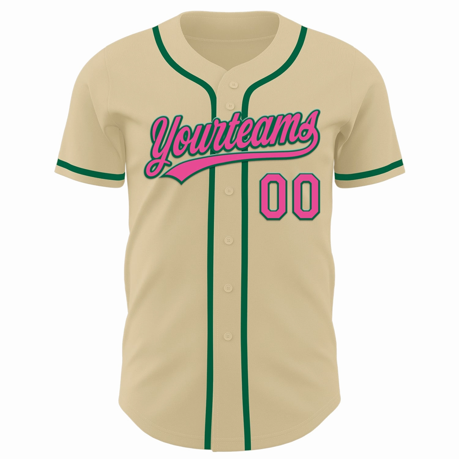 Custom Sand Pink-Kelly Green Authentic Baseball Jersey