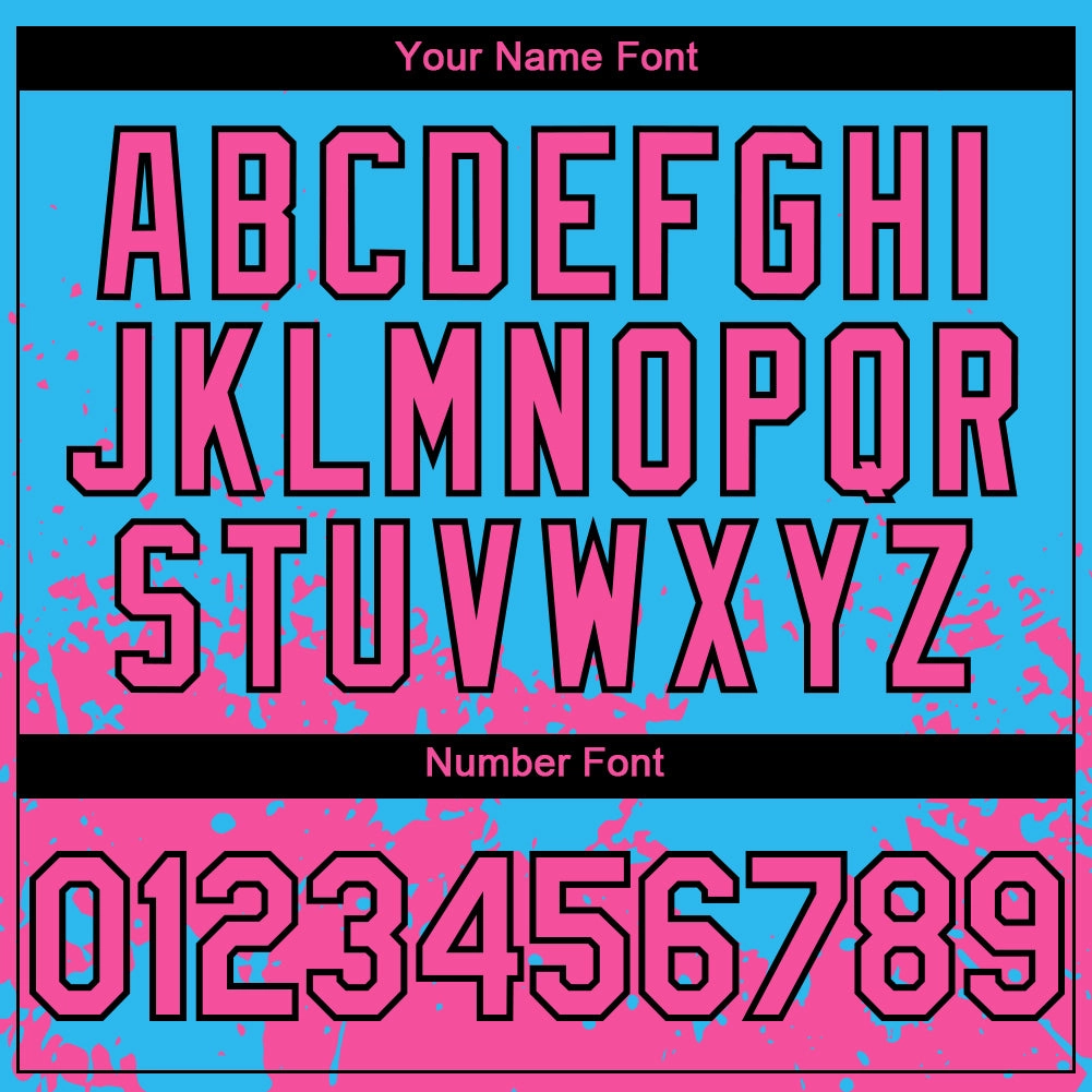 Custom Sky Blue Pink-Black 3D Pattern Design Abstract Splash Grunge Art Authentic Baseball Jersey