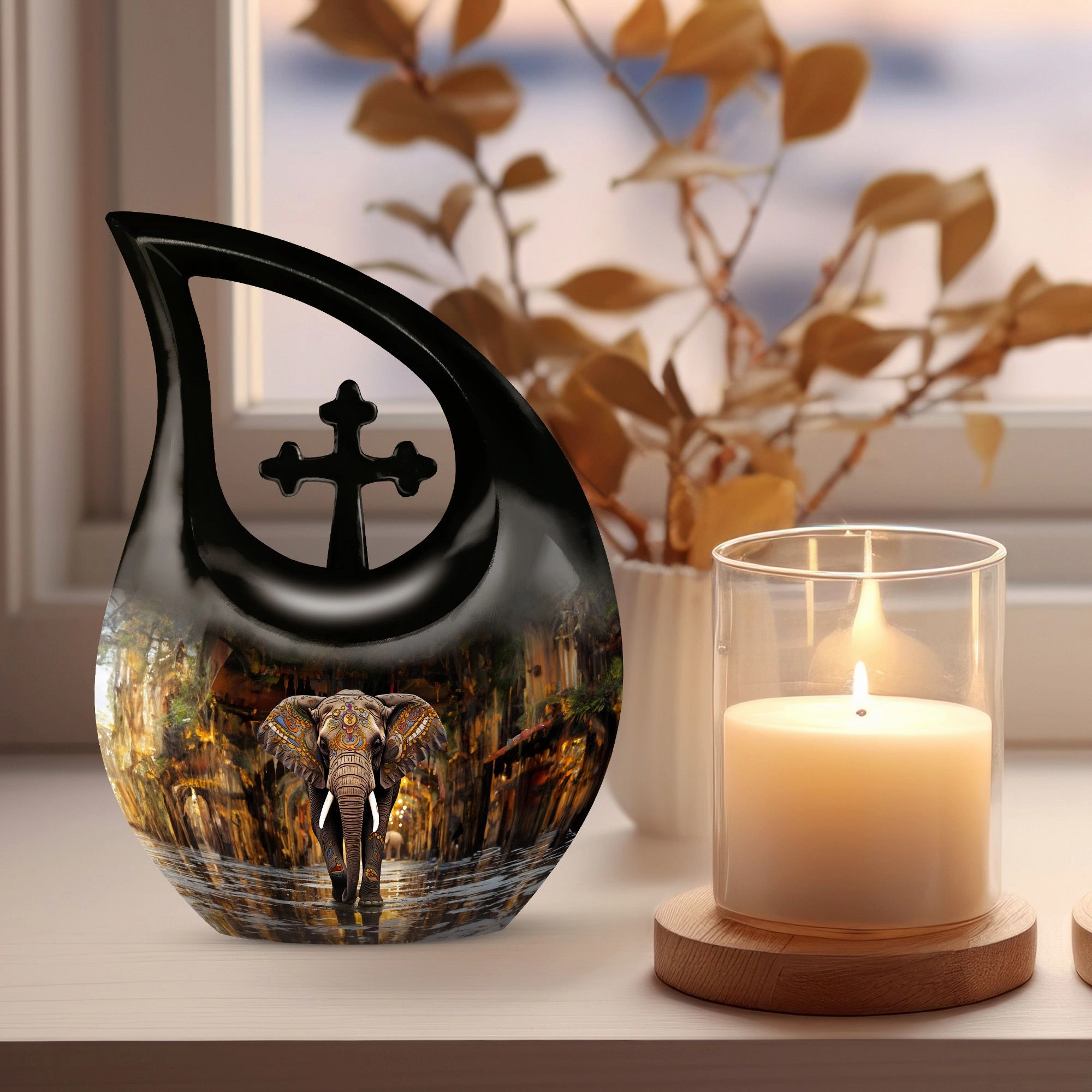 Custom Urn For Human Ashes Elephant Themed Memorial Urn