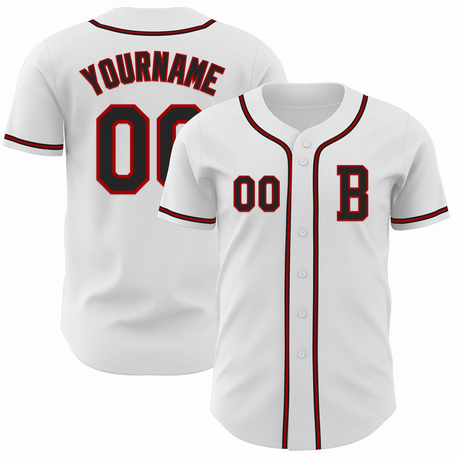 Custom White Black-Red Authentic Baseball Jersey