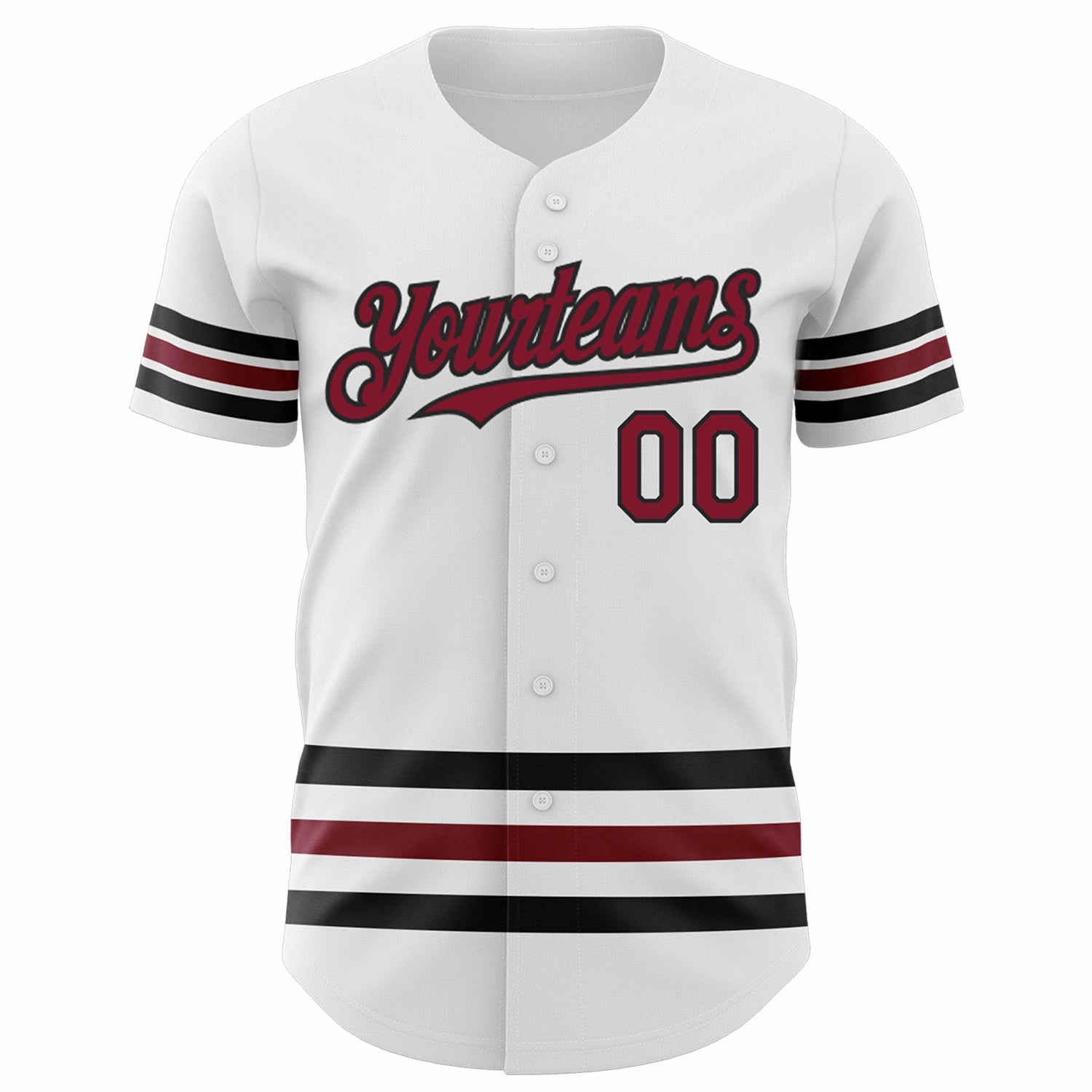 Custom White Crimson-Black Line Authentic Baseball Jersey