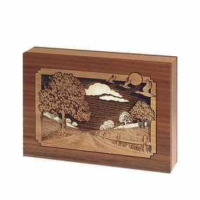 Dimensional Wood Art Country Lane Small Keepsake Urn
