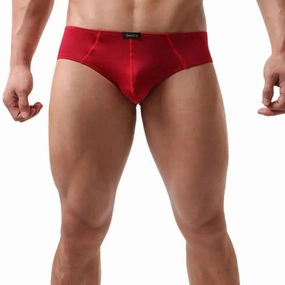 DomiGe Men's Red Low-Rise Full Coverage Briefs Stretch Underwear