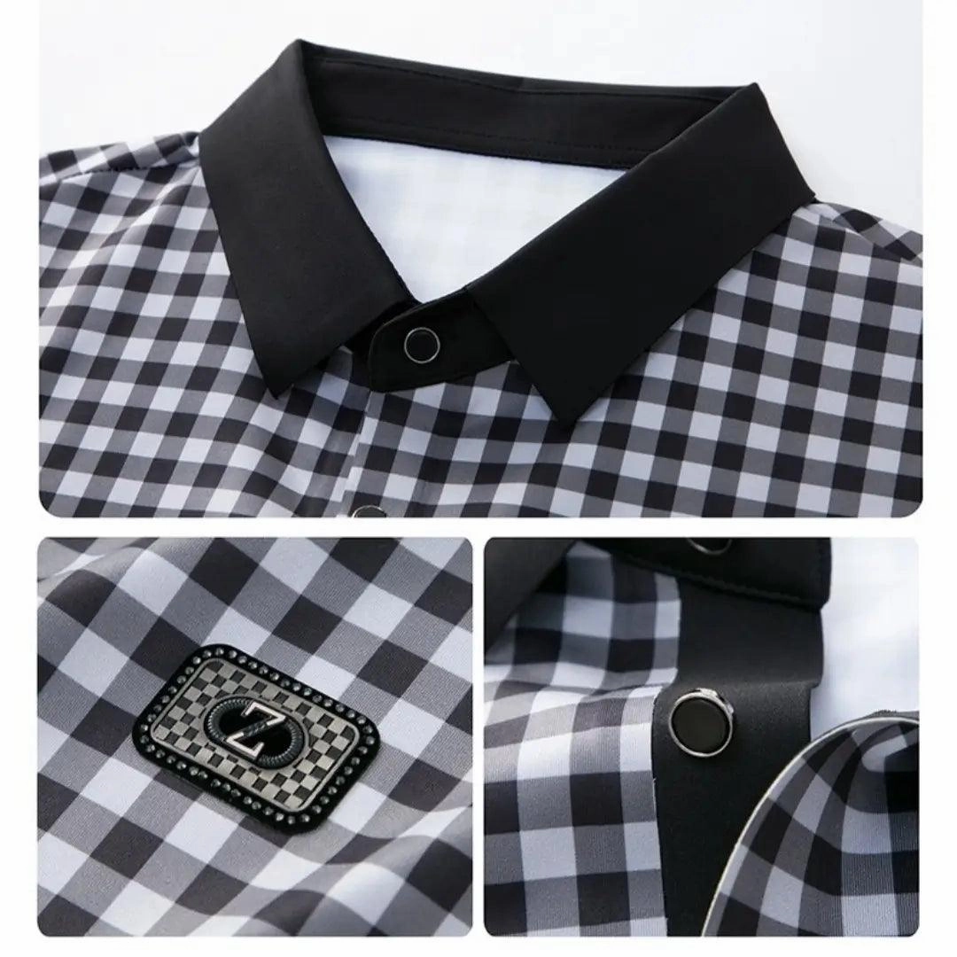 DomiGe Men's Summer Ice Silk Polo Shirt Business Casual Short Sleeve