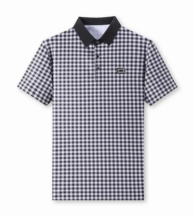 DomiGe Men's Summer Ice Silk Polo Shirt Business Casual Short Sleeve