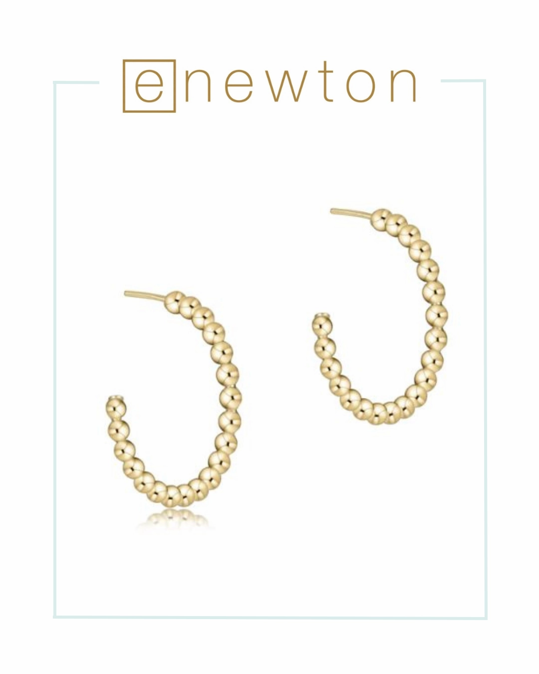 E Newton Beaded Classic 1.25" Post Hoop - 4mm Gold