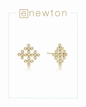 E Newton Classic Beaded Signature Cross Encompass Stud - Gold
