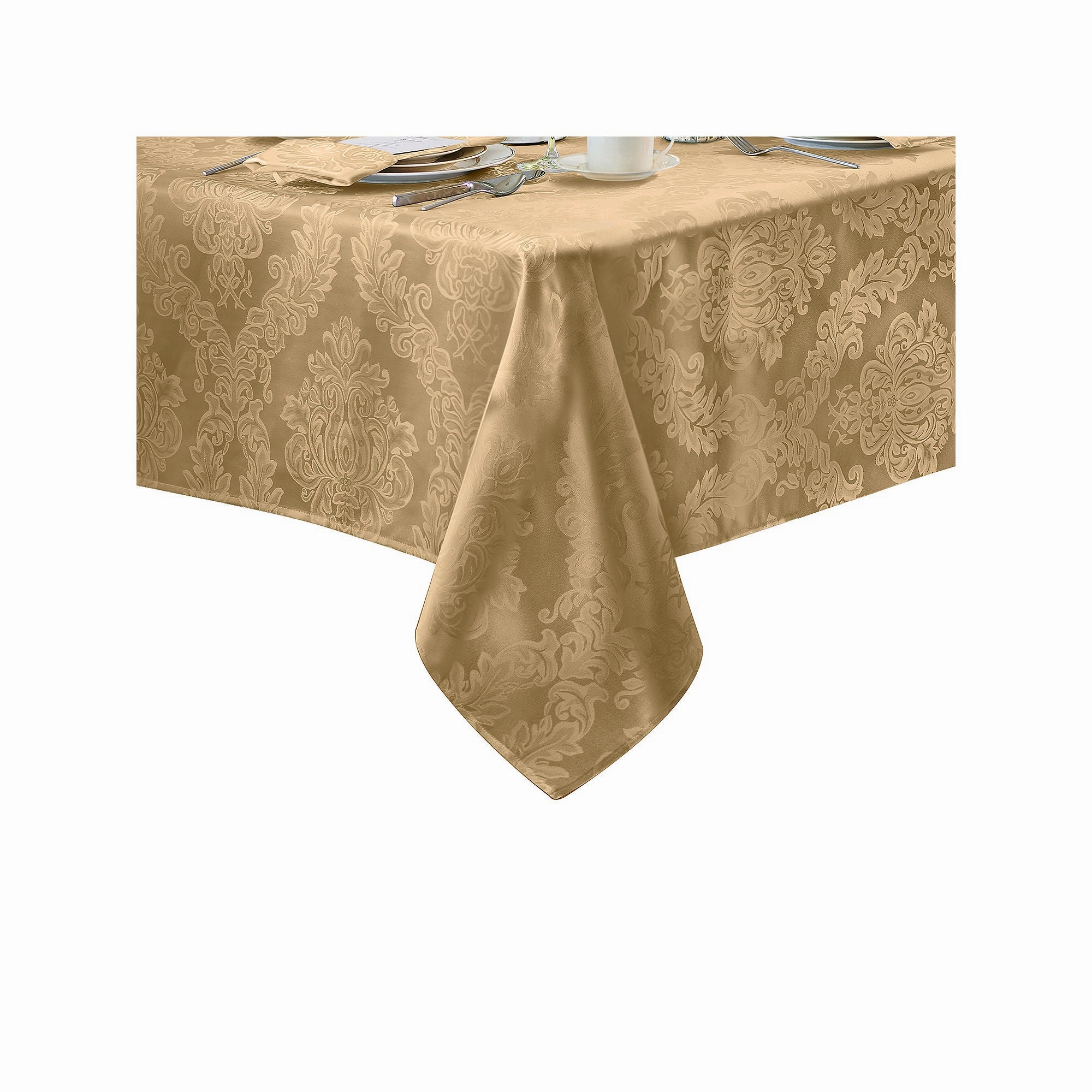 Elrene Home Fashions Barcelona Jacquard Damask Tablecloth - GOLD ONE SIZE