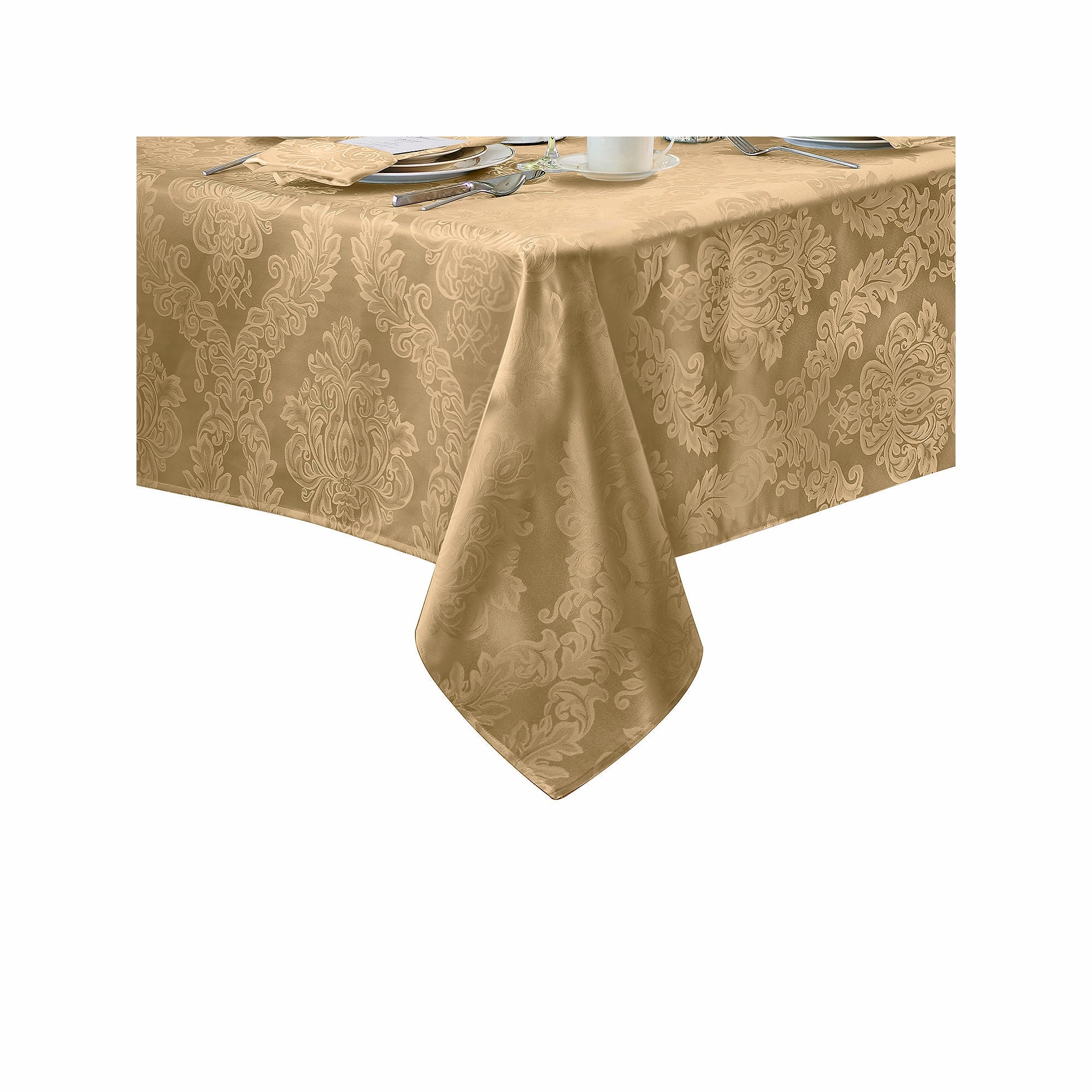 Elrene Home Fashions Barcelona Jacquard Damask Tablecloth - GOLD ONE SIZE