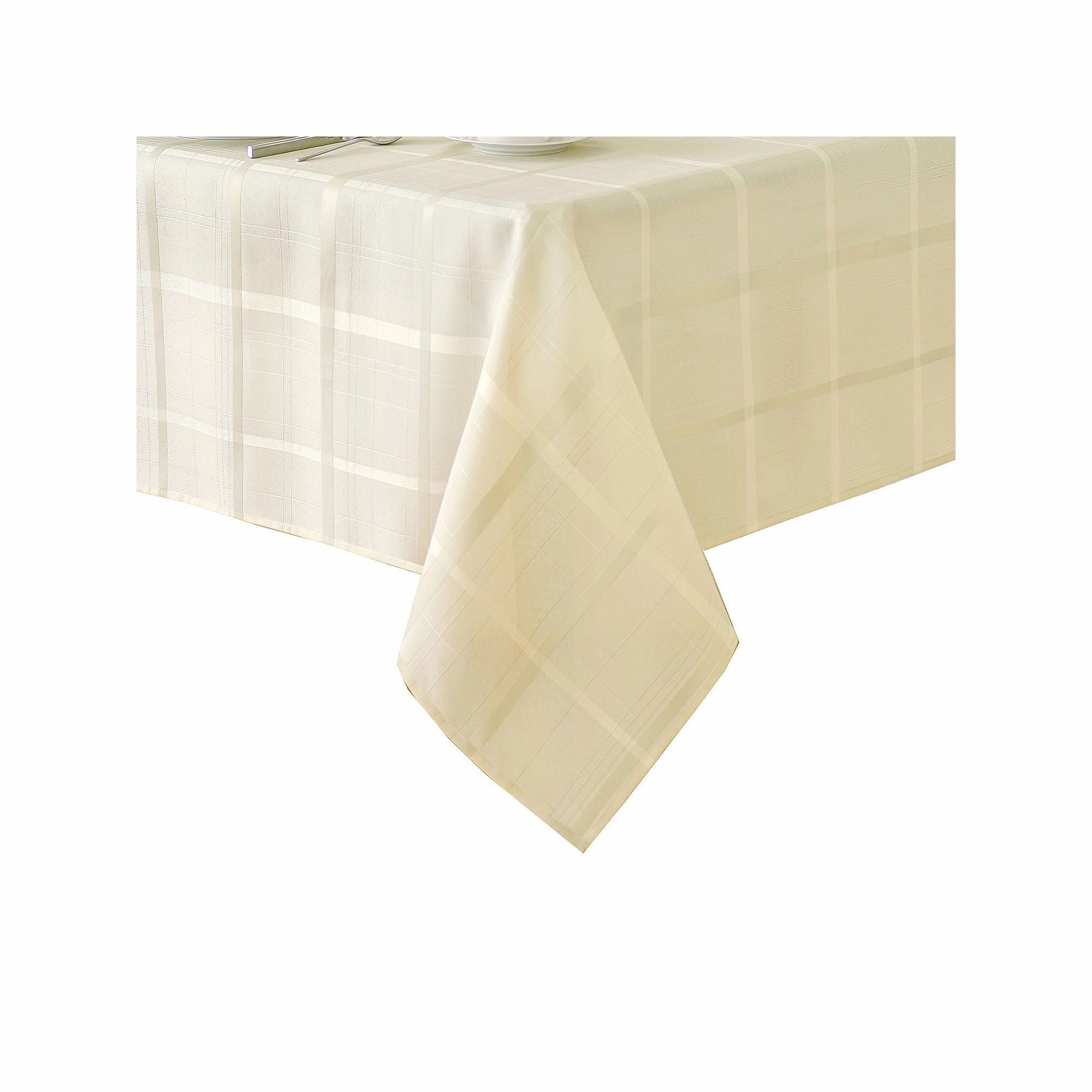 Elrene Home Fashions Elegance Plaid Jacquard Tablecloth - BEIGE ONE SIZE