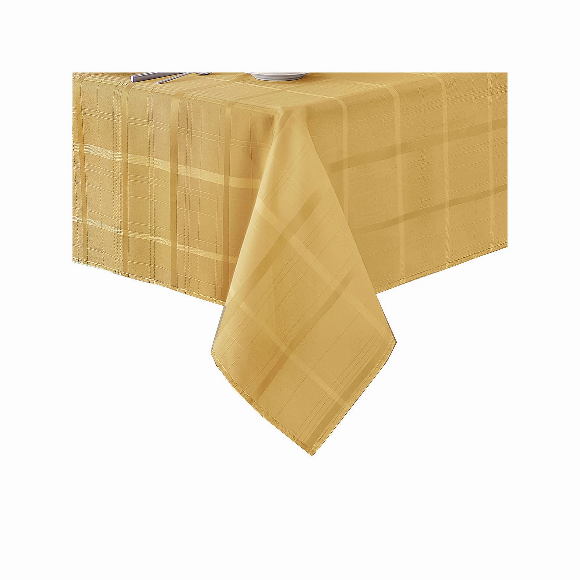 Elrene Home Fashions Elegance Plaid Jacquard Tablecloth - RIBBON GOLD ONE SIZE