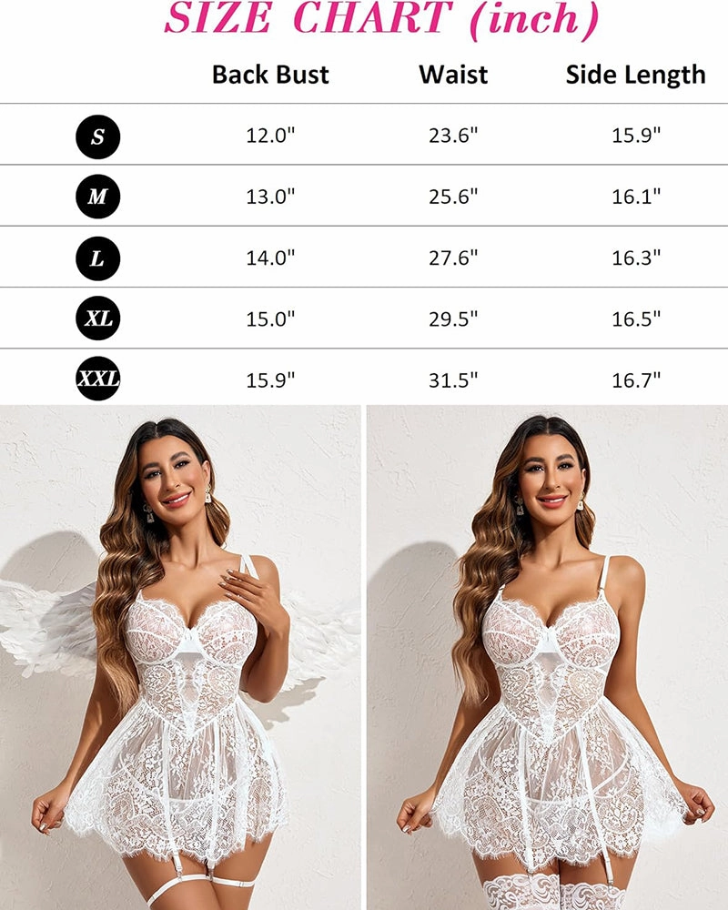 Eyelash Lace Dress with Garter Belt