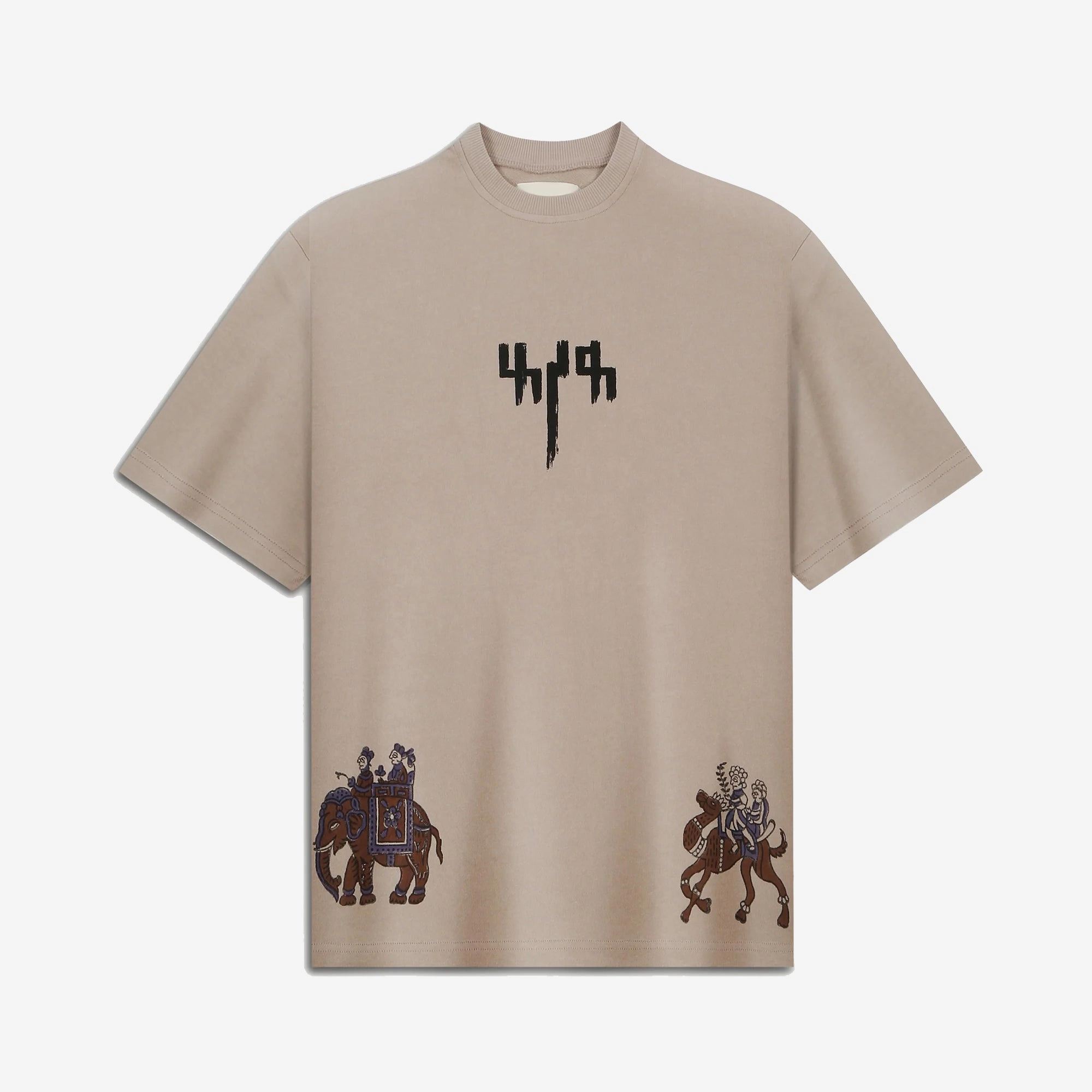 F A R A K | BARAAT BLOCK PRINTED TSHIRT { BEIGE BROWN