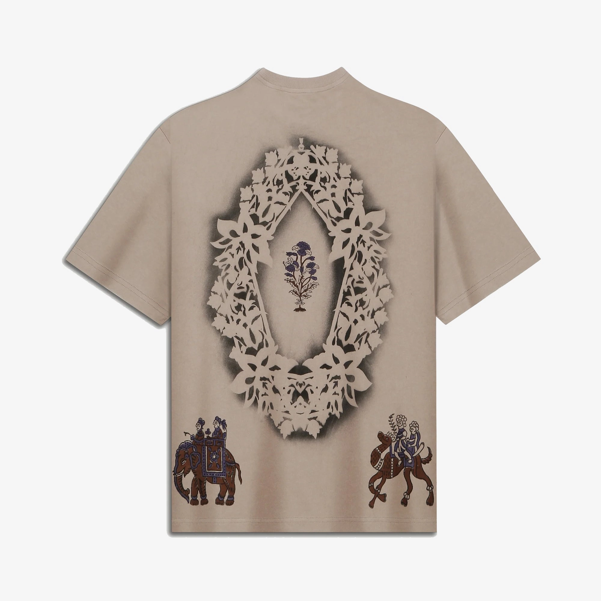 F A R A K | BARAAT BLOCK PRINTED TSHIRT { BEIGE BROWN