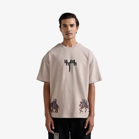 F A R A K | BARAAT BLOCK PRINTED TSHIRT { BEIGE BROWN