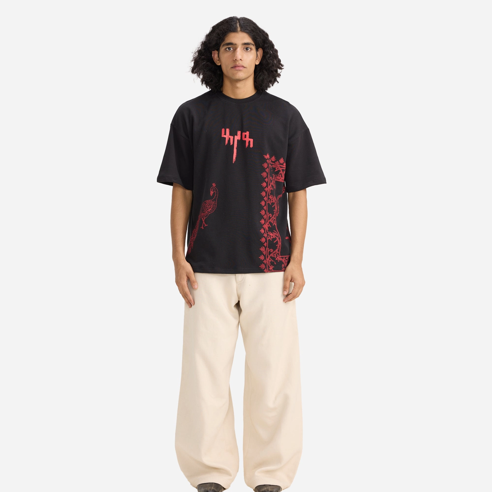 F A R A K | BY MY SIDE BLOCK PRINT T-SHIRT { BLACK/BLACK