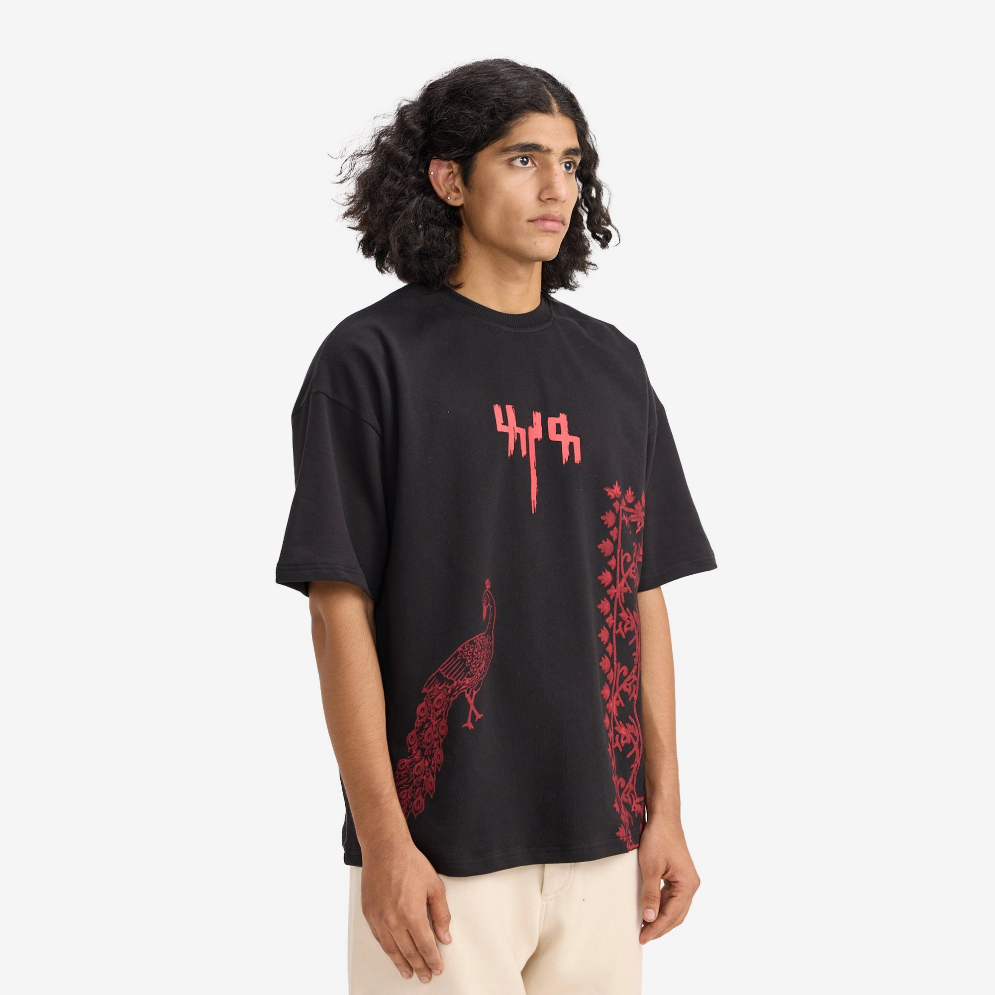 F A R A K | BY MY SIDE BLOCK PRINT T-SHIRT { BLACK/BLACK