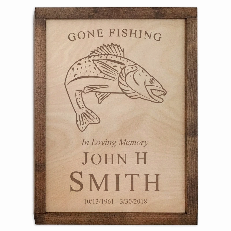 Fish Urn Wall Mounted Wood Cremation Urn Plaque