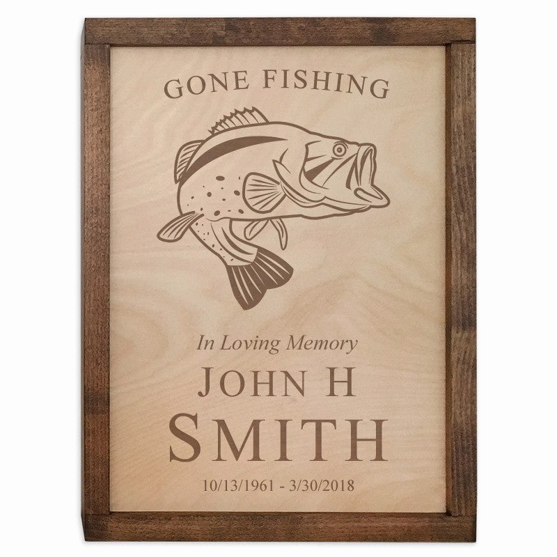 Fish Urn Wall Mounted Wood Cremation Urn Plaque