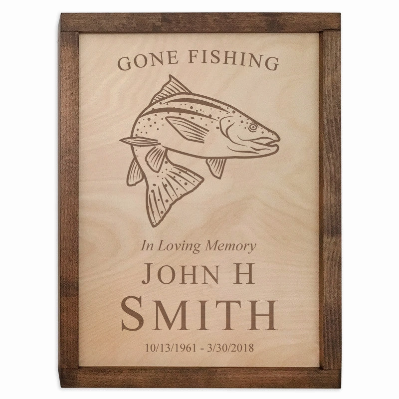 Fish Urn Wall Mounted Wood Cremation Urn Plaque