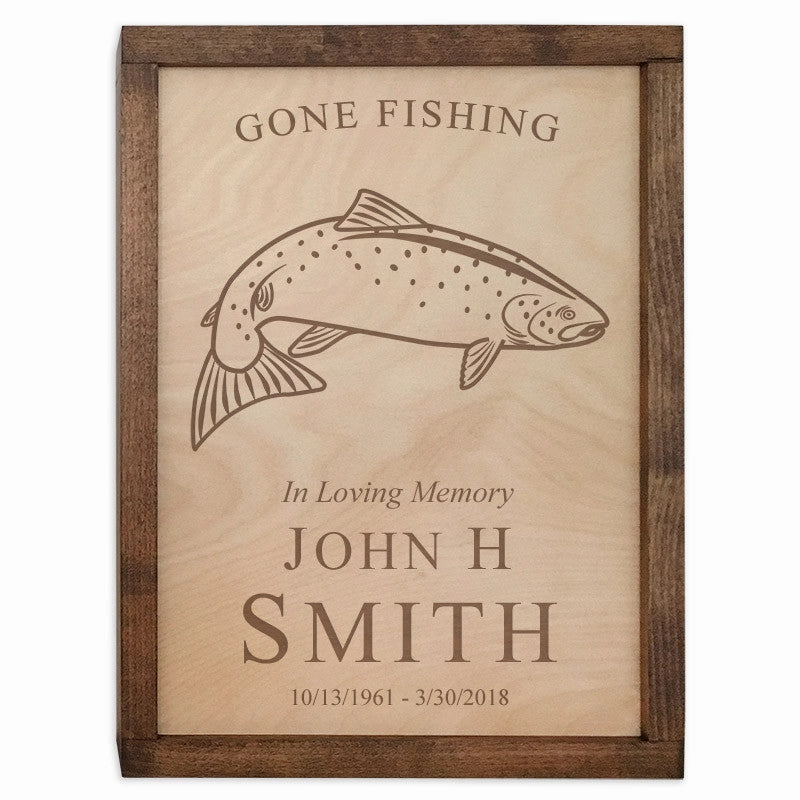 Fish Urn Wall Mounted Wood Cremation Urn Plaque